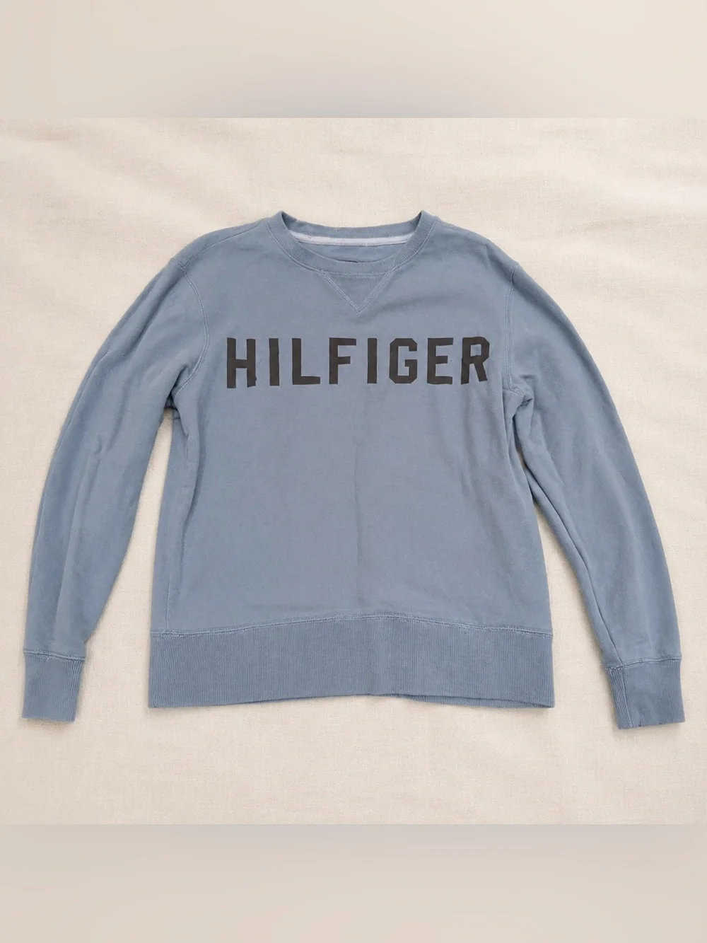 Tommy Hilfiger Men's Dusty Blue Fleece-Lined Crewneck Sweater